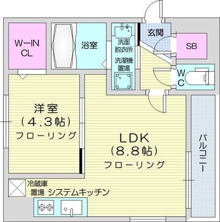 大通駅 徒歩4分 9階の物件間取画像